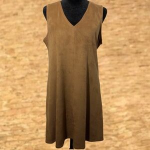 JACK by BB Dakota Faux Suede Shift M Dress Brown V-Neck Sleeveless Western